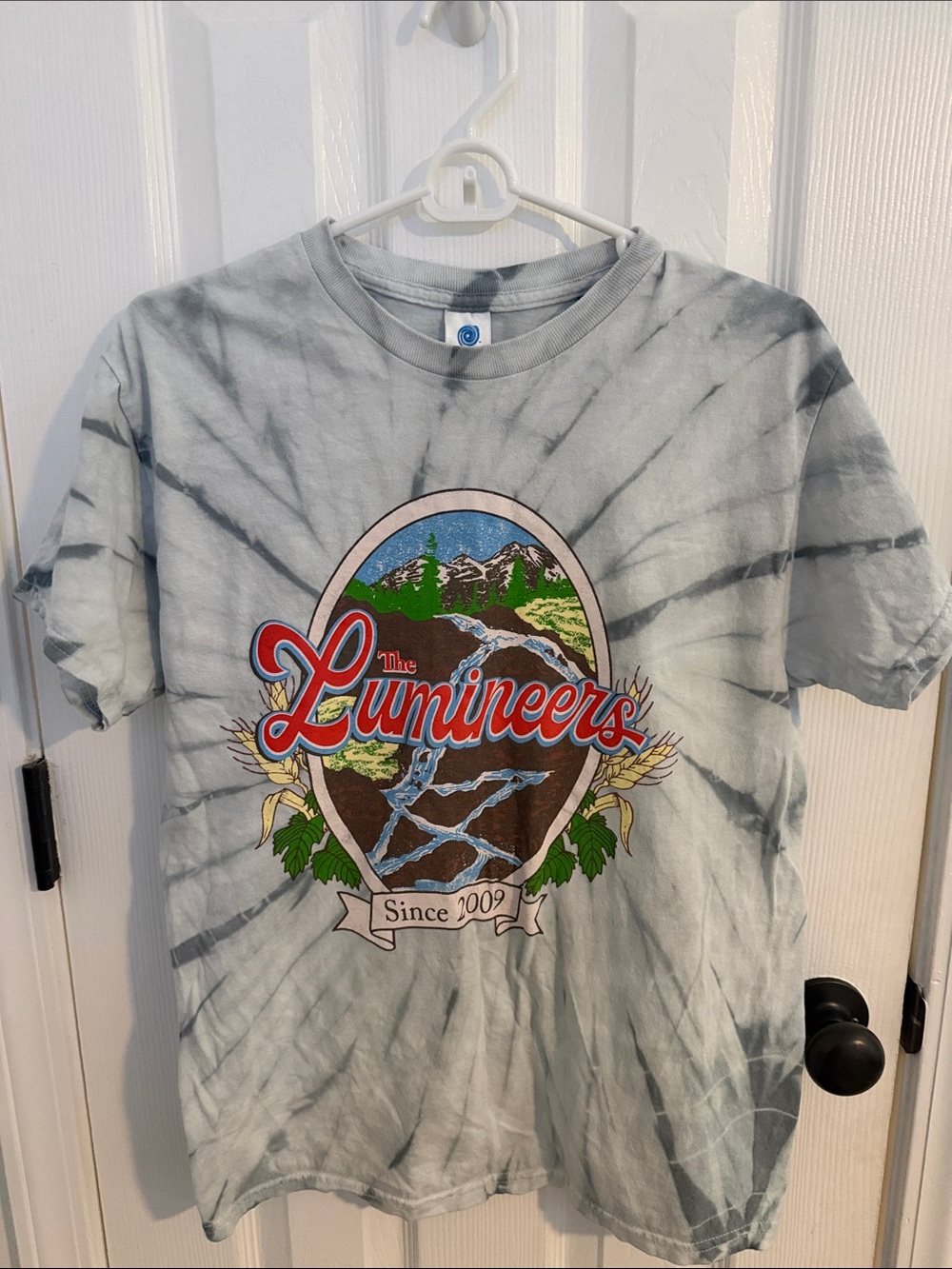 The Lumineers Tie-Dye Band Tee - Light Gray with Red Logo (Merch)